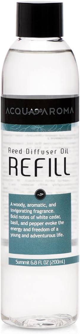 Acqua Aroma Summit (Sandal and Cedarwood) Reed Diffuser Oil Refill 6.8 FL OZ (200ml) Contains Essencial Oils