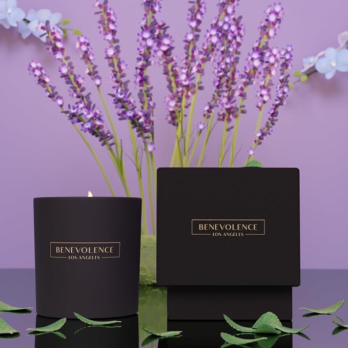 Benevolence LA Premium Lavender, Mint & Sage Scented Candle – Long-Lasting, 45-Hour Burn – Luxury Natural Soy Candle for Home – Aromatherapy & Room Decor – 8oz