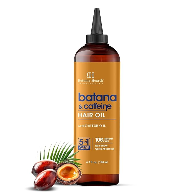 Botanic Hearth 100% Pure Batana & Caffeine Oil For Hair Growth & Hair Treatment Oils 6.7 Fl oz | Infused with coconut Oil | Hair Oil Repairs Dry Damaged Hair, Strengthening, Healthier|All Hair Types
