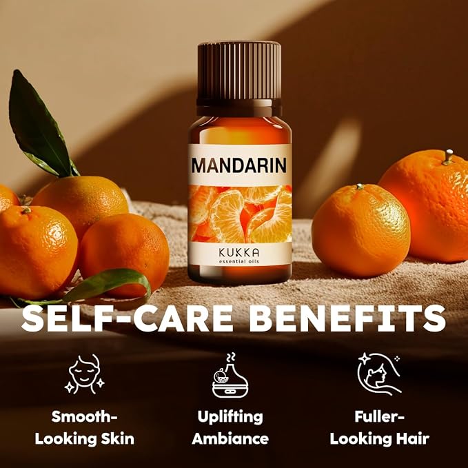 100% Pure Mandarin Oil - 0.34 Fl Oz Mandarin Essential Oil for Hair, Skin, Diffuser, Aromatherapy & DIY Soap Making Scent