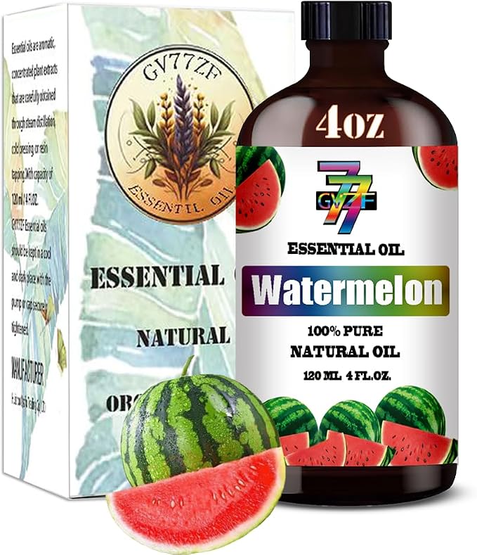Watermelon Essential Oil, Watermelon Oils, for Diffuser, Humidifier, DIY Candles, Soap, Home, Kids Room, Gift, Essential Oil, GV77ZF Watermelon Fragrance Oil - 4 fl oz (120 ml)