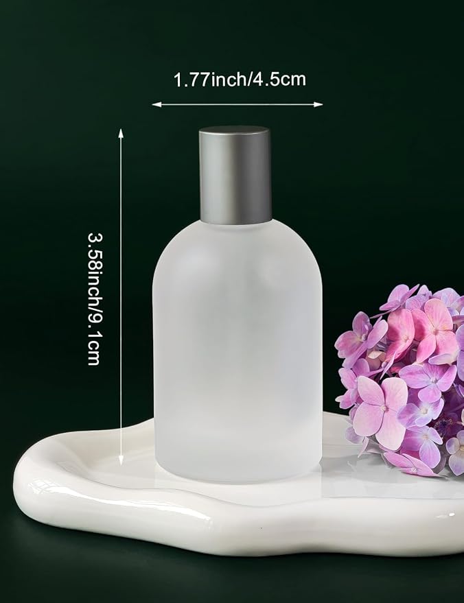 50ml/1.7 Oz Glass Spray Bottle Perfume Atomizer,Empty Travel Refillable Perfume Spray Bottle with 3 Kinds of Dispenser (Frosted Glass, 50ml)