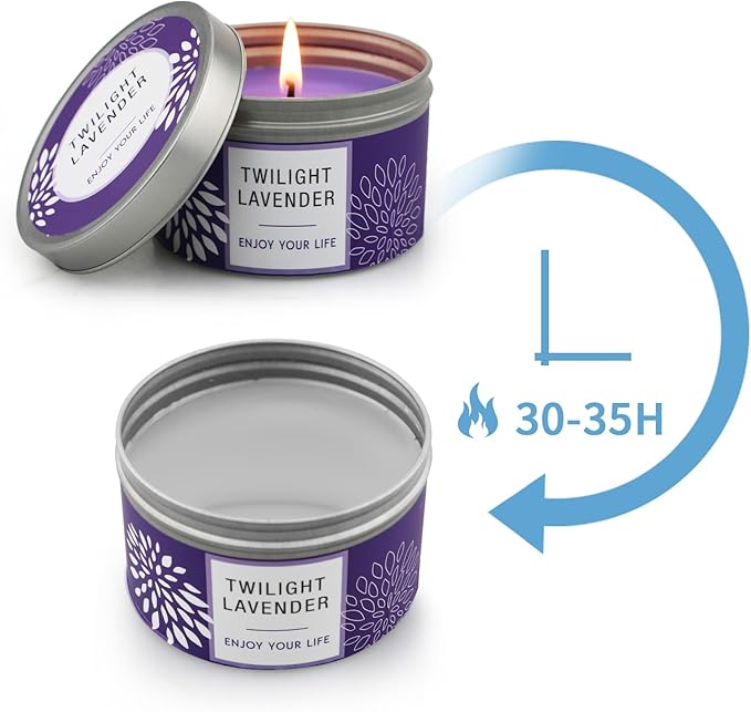 Scented Candle Gift Set for Women, 3 Pack Large Soy Wax Candles in Tins, 6.2 oz Each, 30-35 Hr Burn, Lavender, Orange Blossom & Mahogany Woods