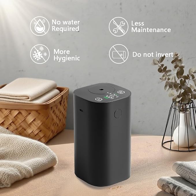Waterless Essential Oil Diffuser, 20mL Rechargeable Nebulizing Diffuser with 4 Timers & 4 Mist Levels, Rechargeable Diffuser for Home, Office, Bedroom, Hotel, Travel (Black)