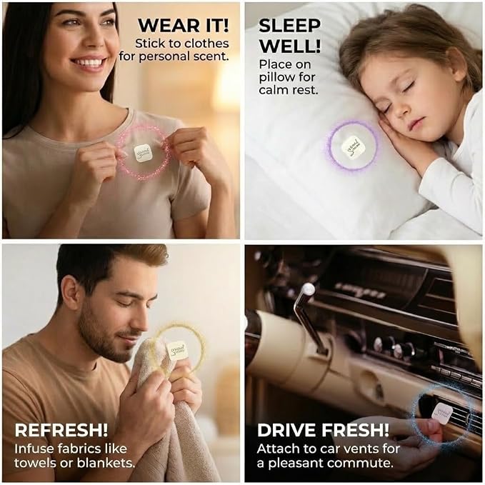 AROMA STICKERS® Original Blend Refresh Edition- 100% Natural Essential Oil Scented Mask Stickers for Face Mask & Pillow (12 Stickers/pc) -Personal Aroma/Relaxing (Pack of 1)