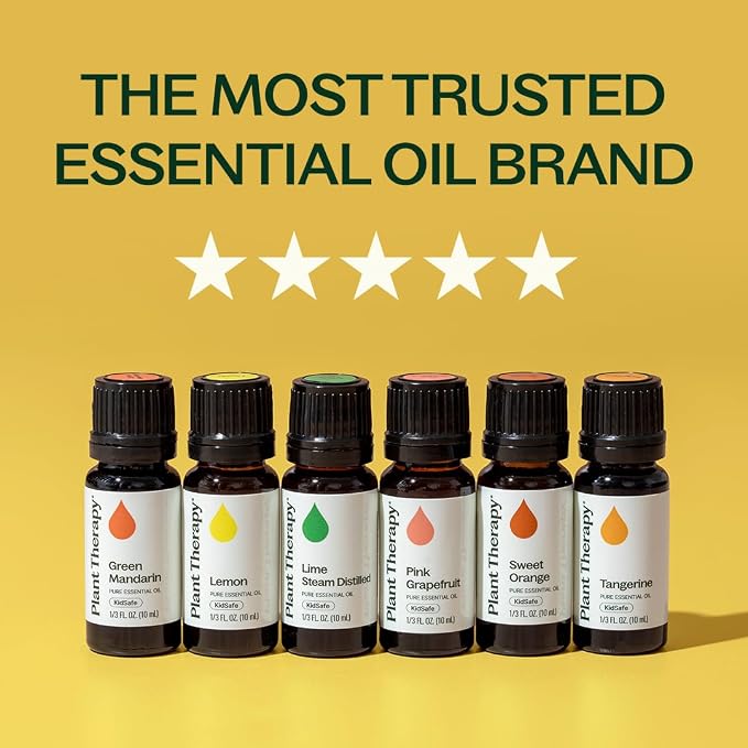 Plant Therapy Fruit Essential Oil Set - Grapefruit, Tangerine, Lemon, Mandarin, Lime, Orange Sweet Essential Oils, 100% Pure, Undiluted, for Diffusers & DIYs, 10 mL (1/3 oz) Each