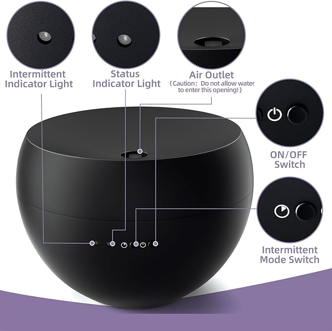 Essential Oil Diffuser,Cool Mist Humidifier with 2 Modes, Auto-Off Function | Small Ultrasonic Aromatherapy Diffuser, Fragrance Aroma Diffuser for Bedroom, Home Essentials, Scent Diffuser 100ml, Black