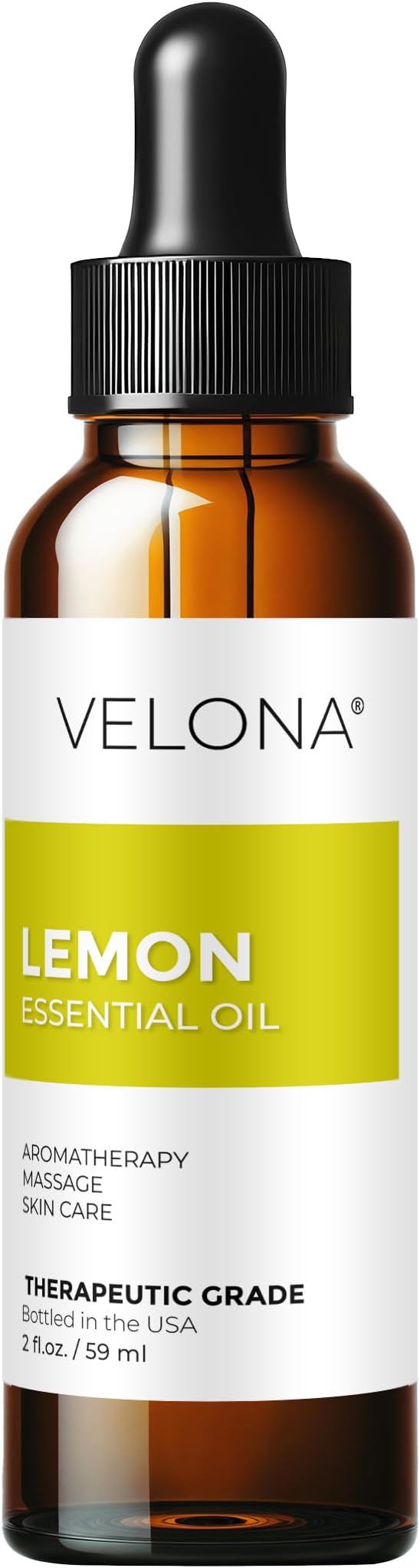 Lemon Essential Oil by Velona - 2 Fl Oz | Therapeutic Grade | for Aromatherapy Diffuser, Massage, Skincare, Haircare, Soapmaking | Undiluted