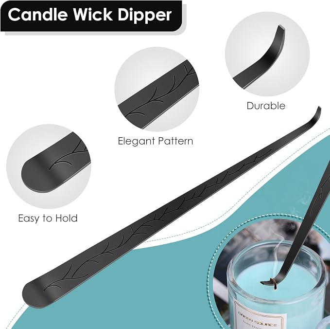 Saiveina 3 in 1 Candle Accessory Set, Candle Wick Trimmer, Wick Dipper, Candle Snuffer Extinguisher, Candle Care Kit with Gift Package for Candle Lover(Black)