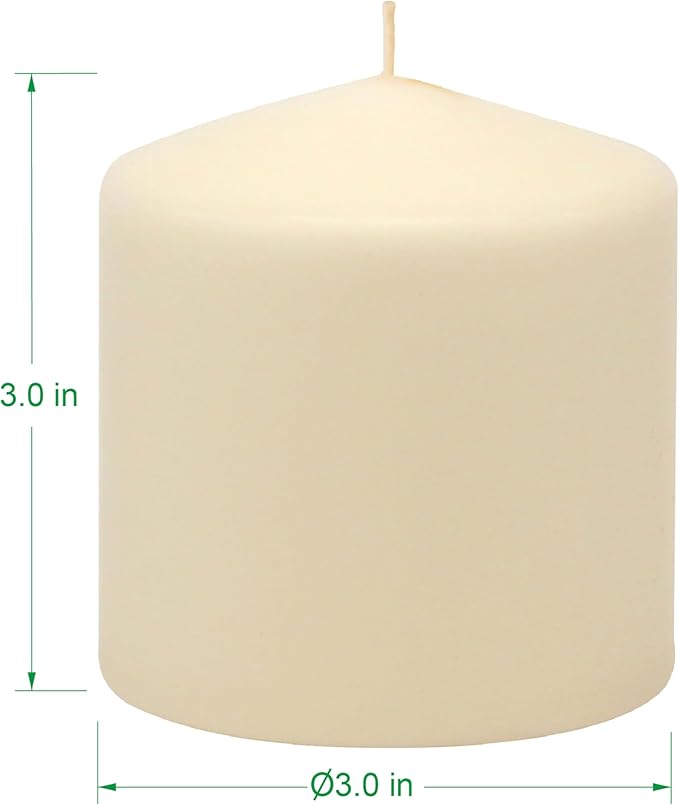 Stonebriar Unscented Pillar Candles – 18 Hour Burn Time, Long-Lasting Wax Candles for Weddings, Holidays, Home Décor & Special Events, Pack of 3, Ivory, 3" x 3"