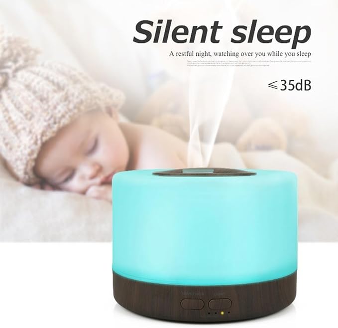Generic Diffusers 500ml Essential Oil Diffuser with Adjustable Mist Mode, 2024 New Auto Off Aroma Diffuser 7-Colors lignts for Bedroom, Office, Brown