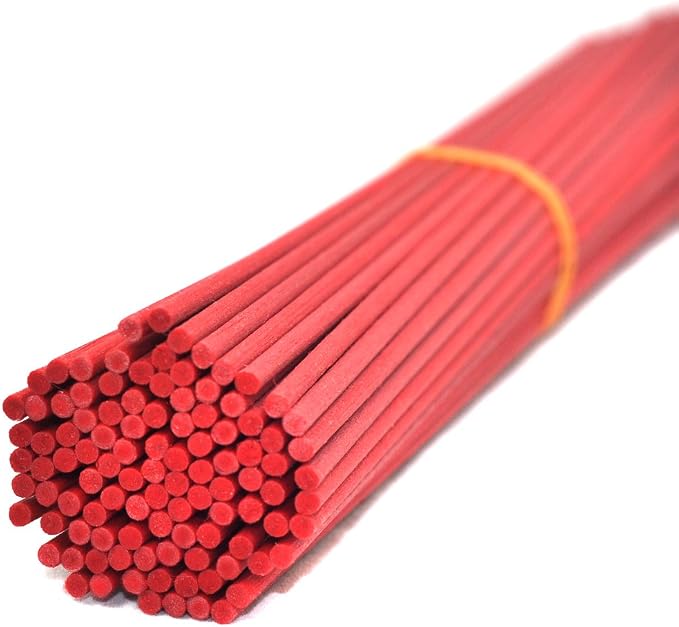 50 Pieces Fiber Reed Diffuser Replacement Refill Sticks for Aroma Fragrance (Red, 10" x3mm)