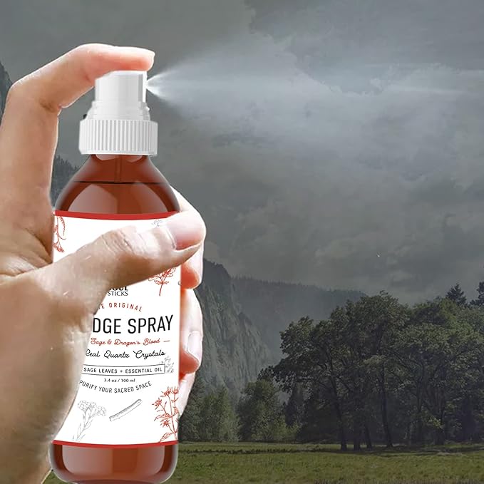 SOUL STICKS White Sage & Dragon’s Blood Smudge Spray – 3.5oz Smokeless Energy Mist with Quartz Crystals – Protective Smudging Spray for Aura Cleansing & Home Energy Clearing