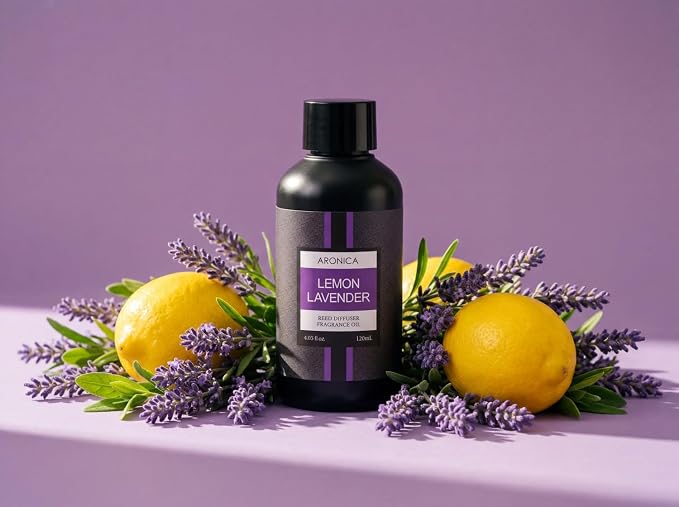 Aronica Lemon Lavender Essential Oil, Diffuser Oil Refills Scents for Home, Refill Essential Oil Bottle, Organic Air Fresheners for Home, Infused Oil Refill