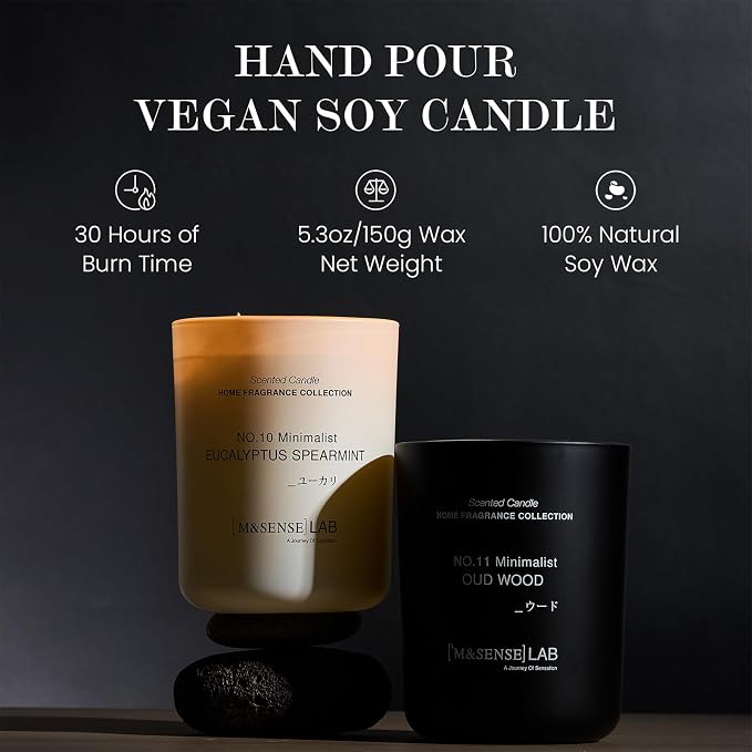 M&SENSE Natural Soy Candle| Bamboo Stream | 5.3 oz | Mini Spring Scented Candles for Relaxation, Valentines Day Gift, Home Décor | for Bedroom, Office, Small
