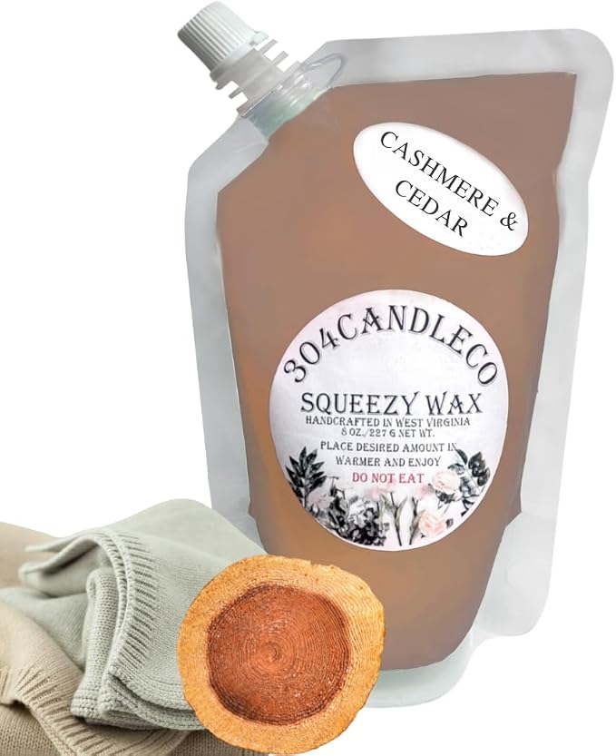 304CandleCo Large Squeeze Soy Wax Melt - 50 SCENTS! - Highly Fragrant & Hand-Crafted - Easy Mix & Match - American Made - Perfect for Wax Warmers (8oz, Cashmere & Cedar)