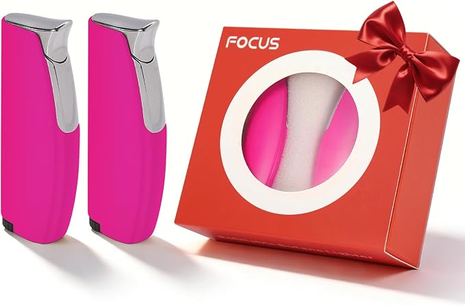 2 Pack Torch Lighter Butane Lighter,Refillable Mini Lighter for Candles Fireworks,Gifts for Friends Or Family Members(NO PREFILLED) (Pink)