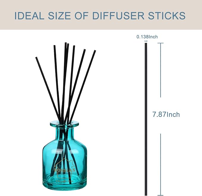 HOSSIAN 50pcs Reed Diffuser Sticks - Wood Rattan Reed Sticks - Essential Oil Aroma Diffuser Sticks - Spa Aromatherapy - Black - 7.87"/20cm