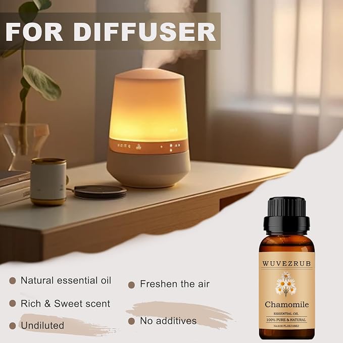 Chamomile Essential Oil 10ML - 100% Pure and Natural for Aromatherapy Diffuser - 0.33 Fl Oz
