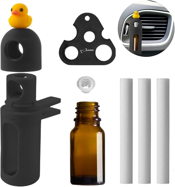 BONE Car Diffuser Clip 2, Essential Oil Diffuser with Vent Clip, Washable Silicone Air Freshener for Car Fragrance, Cute Character Aromatherapy Accessory for Auto Perfume & Decoration (Patti Duck)