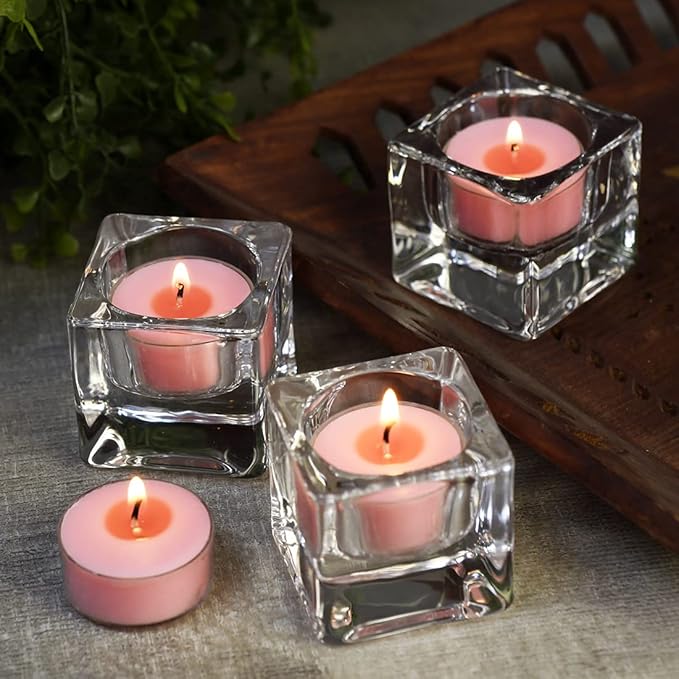 DEYBBY Natural Rose Scented Soy Wax Tealight Candles Bulk, Aromatherapy Luxury Tea Candle Set of 24-4 Hour Burning Great Gift