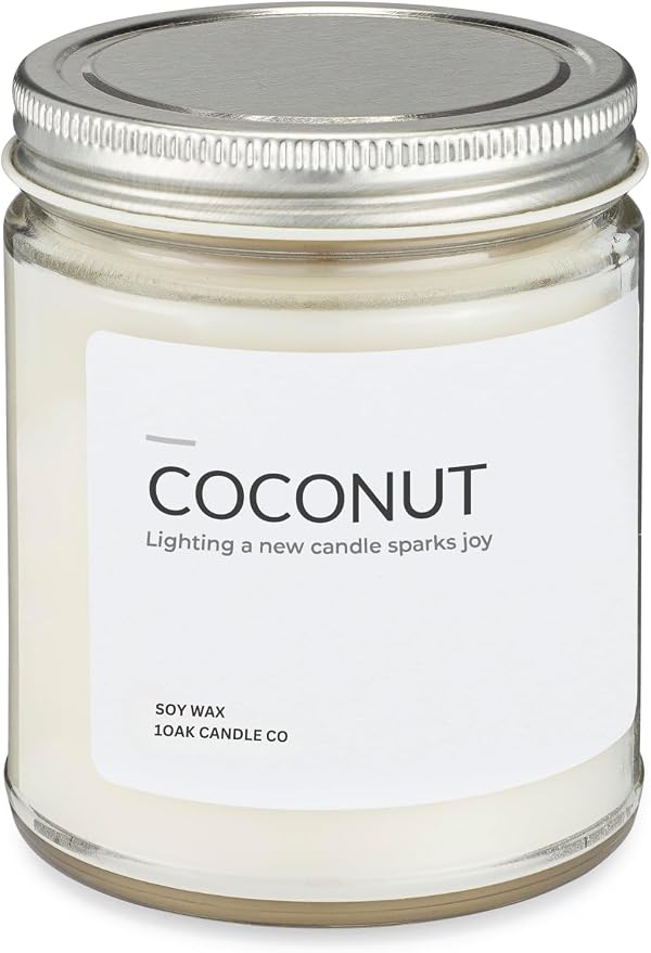 1OAK Coconut Candle - Soy Wax Scented Candles (Coconut) - Soy Candles for Home Scented - Long Burning Premium - Hand-Poured (7oz.)