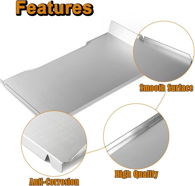 Ironwood 885 Drip Tray Grill Replacement Parts for Traeger Drip Pan Heat Baffle BCA1333 BCA1333-AMP KIT0404 TFB89BLF TFB89BLE Stainless Steel Pellet Grill Bottom Grease Drain Pan Catcher Tray