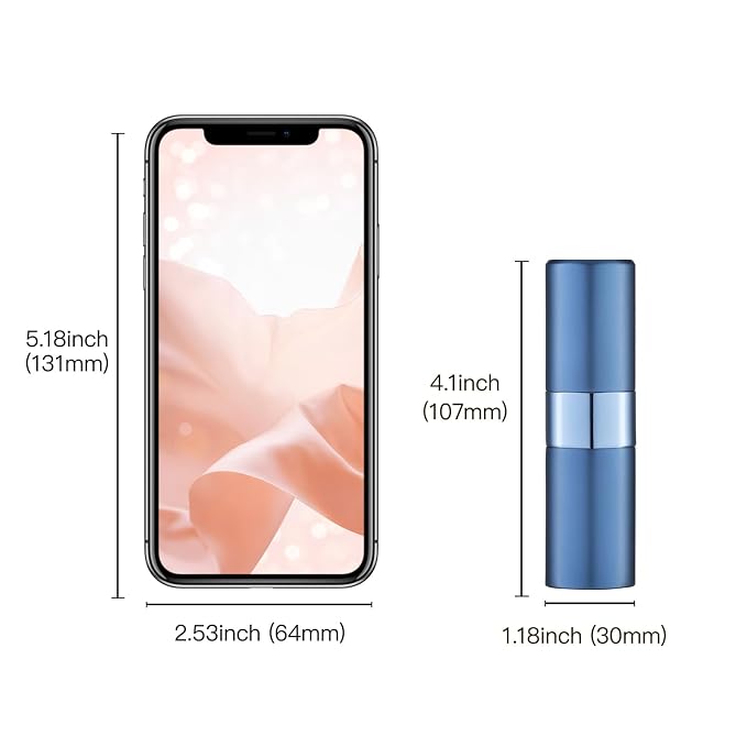 Cologne Travel Bottle 20ml - Large Size Perfume Atomizer Refillable for Men - Pocket Empty Fragrance Sprayer for Refill - 0.67oz Portable Twist Spray Sample Container for Purse Blue