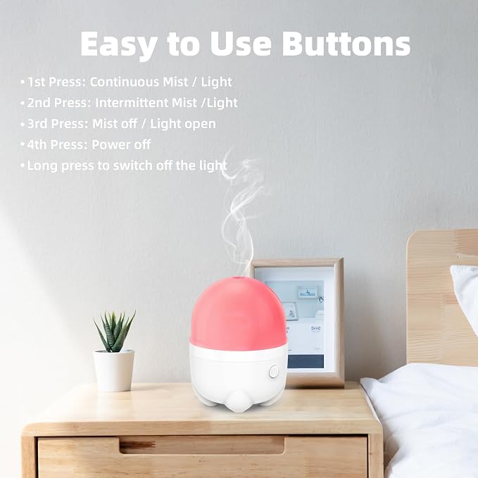 SEEDSEEL 150ML Cordless Battery Powered Essential Oil Diffuser, 7 Hours Run Time,Mini Portable Rechargeable Diffuser with 7 LED Color Changing Lights (White)