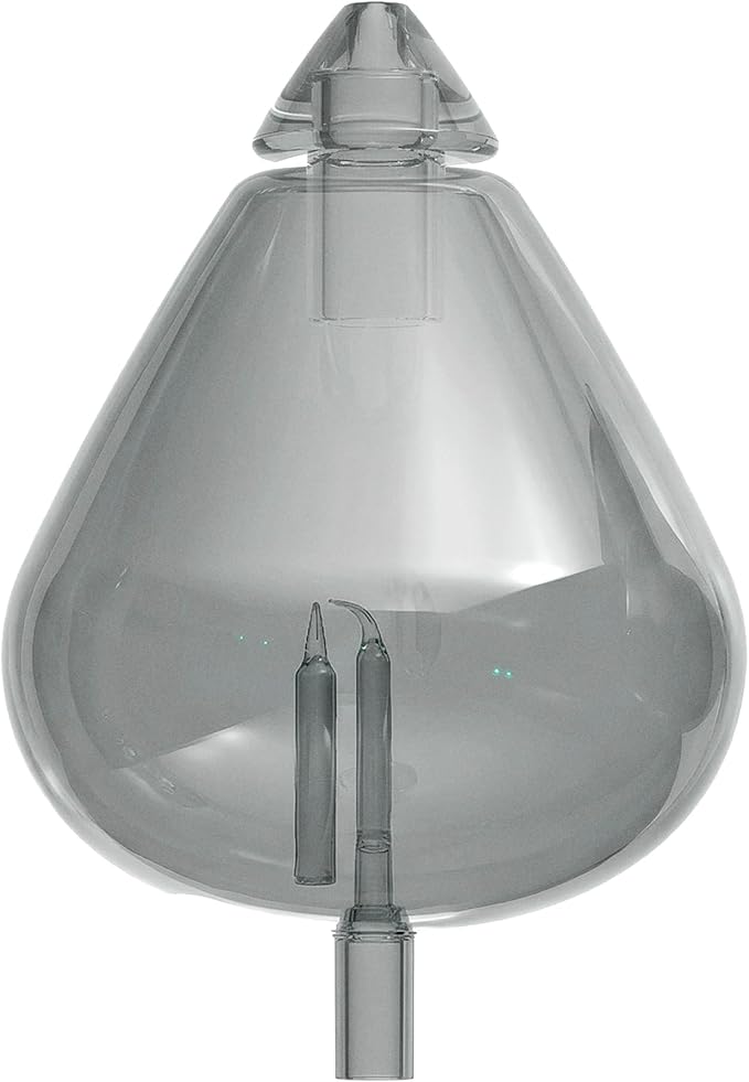 20ml Hand-Blown Glass Atomizing Chamber for Waterless Essential Oil Diffusers, Laboratory-Level Smoky Glass, Plastic-Free Nebulizing Reservoir, DIY Replacement Vessel, [Black Obsidian]