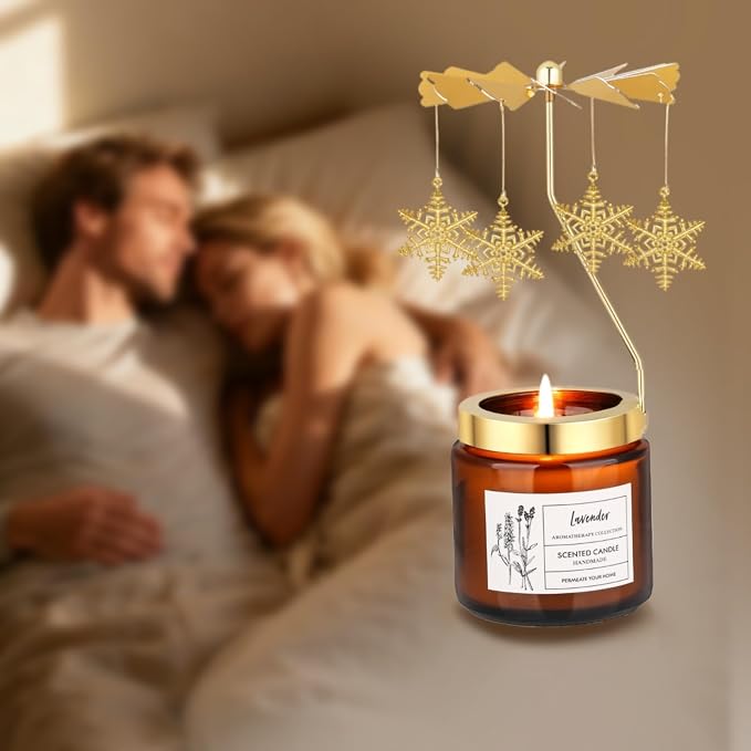 Christmas Candles Gifts for Women, Birthday Gifts for Daughter Sister Mom Wife, Unique Gift for Friend Women Rotatable Lavender Candles Gift for Anniversary Birthday Mothers Day
