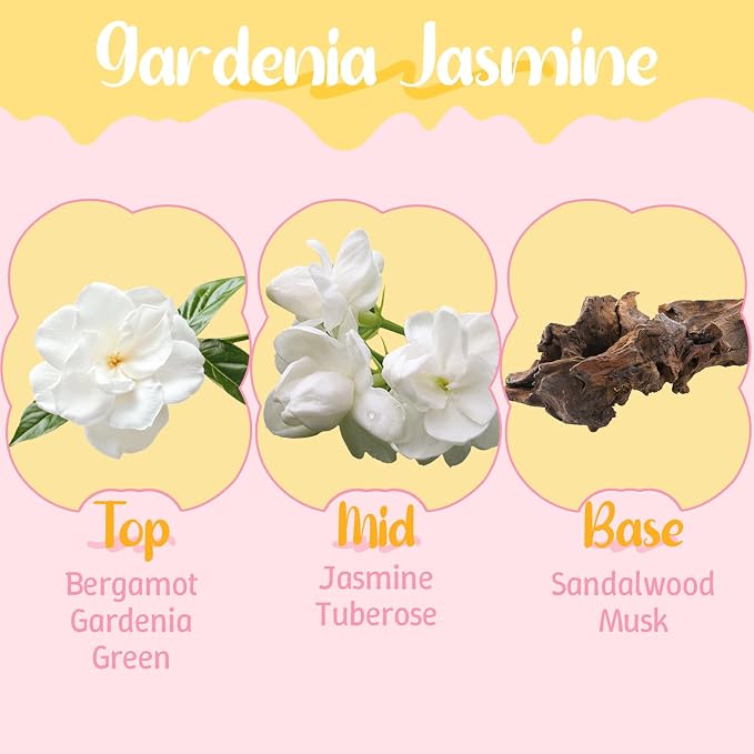 M&SENSE Gardenia Jasmine Scented Candles, 5.64 oz, Up to 30-Hour Burn, Aromatherapy Candle Gifts for Women for Bathroom Kitchen Office