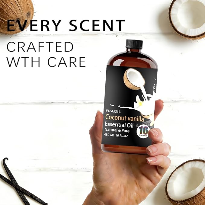 Coconut Vanilla Essential Oil, Coconut Vanilla Oil 16 Fl Oz 480 ML for Diffuser Humidifier Yoga Cleaning DIY Candle Soap Making Perfume Gift Essential Oils