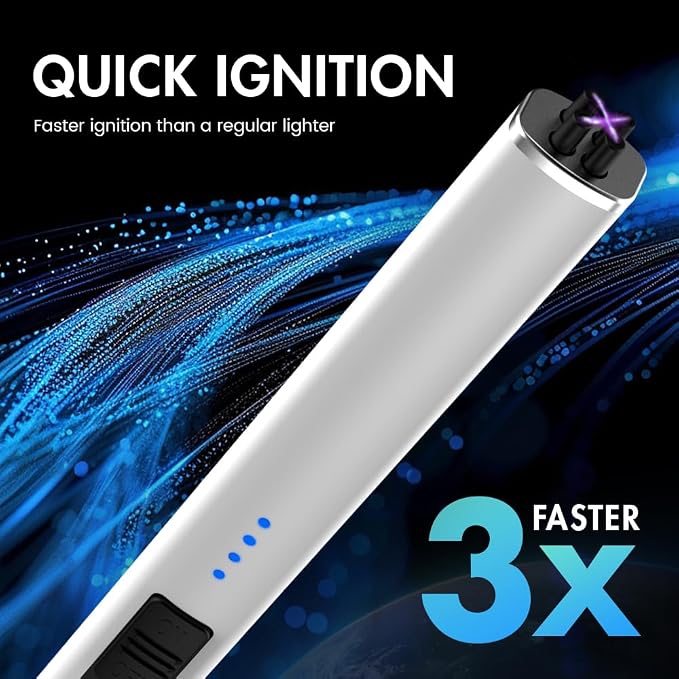 Dual Arc Windproof Flameless Long Candle Lighter Type-C USB Rechargeable Lighter for Candles, BBQ and Fireworks