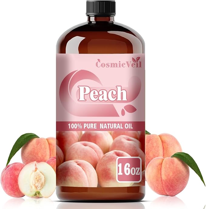 Peach Essential Oil Peach Oil for Aroma Diffuser,Humidifier,Home Fragrance,Cleaning,Body Care,Massage,Yoga,DIY Candle,DIY Soap CosmicVeil（Peach，16 Fl Oz (Pack of 1)）