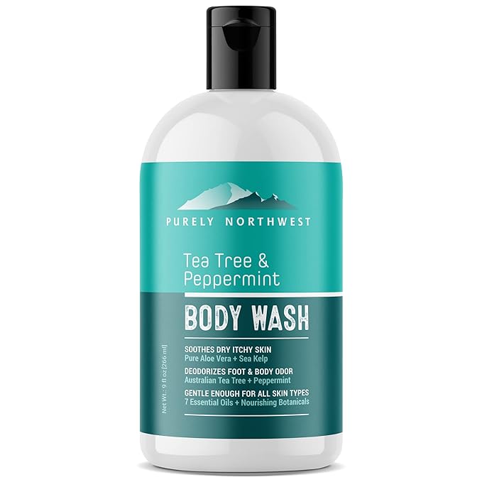 Tea Tree Body Wash for Men and Women – Natural Tea Tree Oil Body Cleanser for Odor, Skin Irritations, Hydrating Shower Gel for Sensitive Skin, Gentle and Refreshing Body Wash