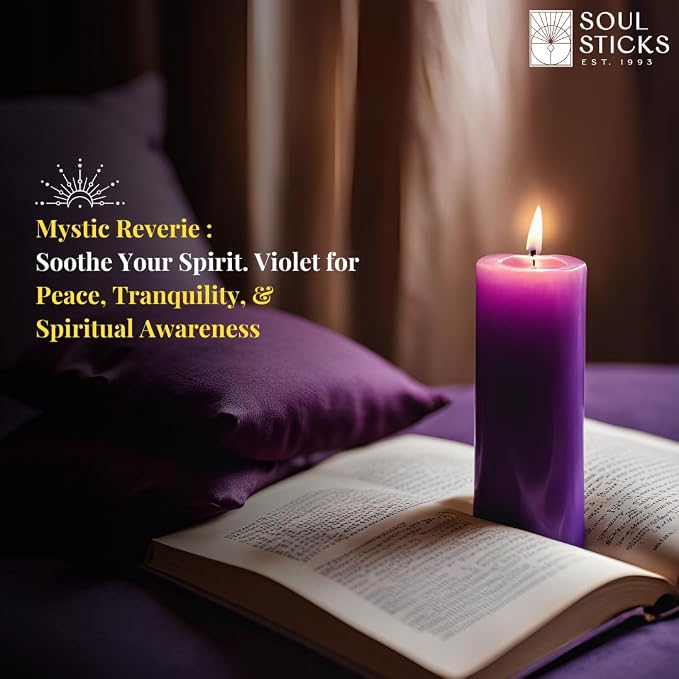 SOUL STICKS 4" Scented Ritual Candles Chime Taper Premium Candles 20 pcs for Rituals, Ceremonies, Meditation, Altar and Spells (Purple/Violet)