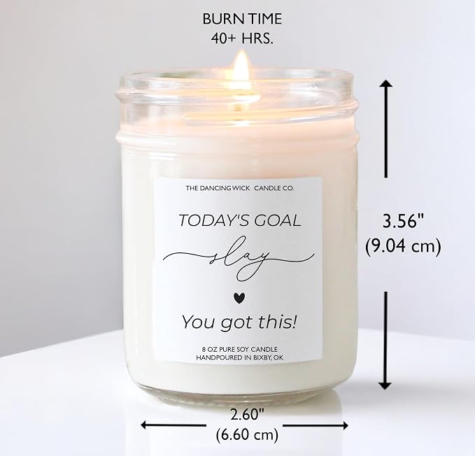 – Slay Candle – Morning Latte Scented Soy Wax – Coffee Scent – You Got This, Motivational, Encouragement Gift– 8 oz, Hand-Poured – Made in the USA (Slay)