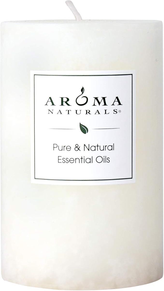 Aroma Naturals Holiday Essential Oil Vanilla & Peppermint Scented Pillar Candle, Cool Wish, 2.5 inch x 4 inch