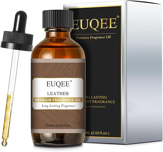 EUQEE Leather Fragrance Oil, 2.02 Fl oz/ 60ml Essential Oils for Diffuser, Candle Making, DIY Soap with Glass Dropper
