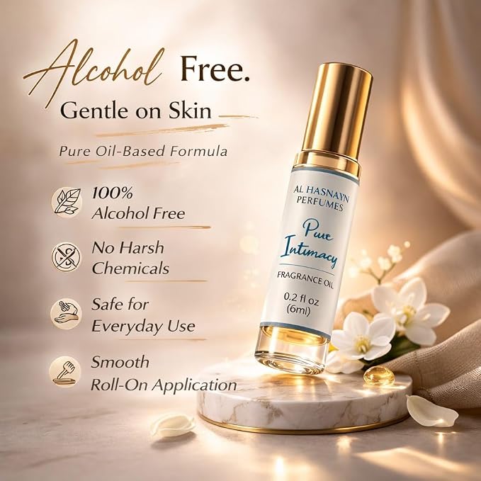AL-HASNAYN Pure Intimacy Fragrance Oil Roll-On Perfume 6ML 0.20 fl oz |Rollerball perfume |Alcohol free| Long Lasting | Gifts for men women|
