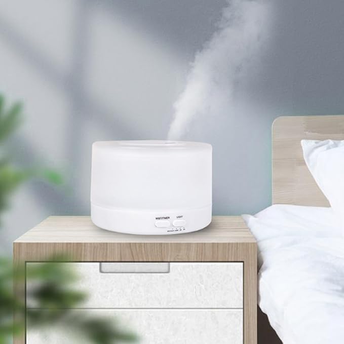 Generic Diffusers 500ml Essential Oil Diffuser with Adjustable Mist Mode, 2024 New Auto Off Aroma Diffuser 7-Colors lignts for Bedroom, Office, White