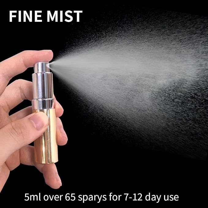 MUB 5ml Perfume Travel Refillable Atomizer Bottle Glass Liner Top-Filling Leak-Proof Spray Bottle Atomizer Sprayer for Perfume Cologne Mini Travel Size Empty Pocket Portable for Outgoing