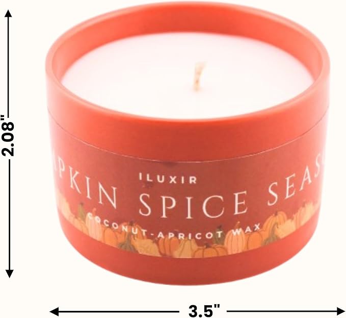 Pumpkin Spice Season Luxury Candle – Cinnamon Spiced Vanilla with Clove, Nutmeg & Buttercream – Handcrafted Vegan Coconut Wax, Phthalate-Free, Cruelty-Free – Cozy Fall Decor Tin Candle (5 oz.)