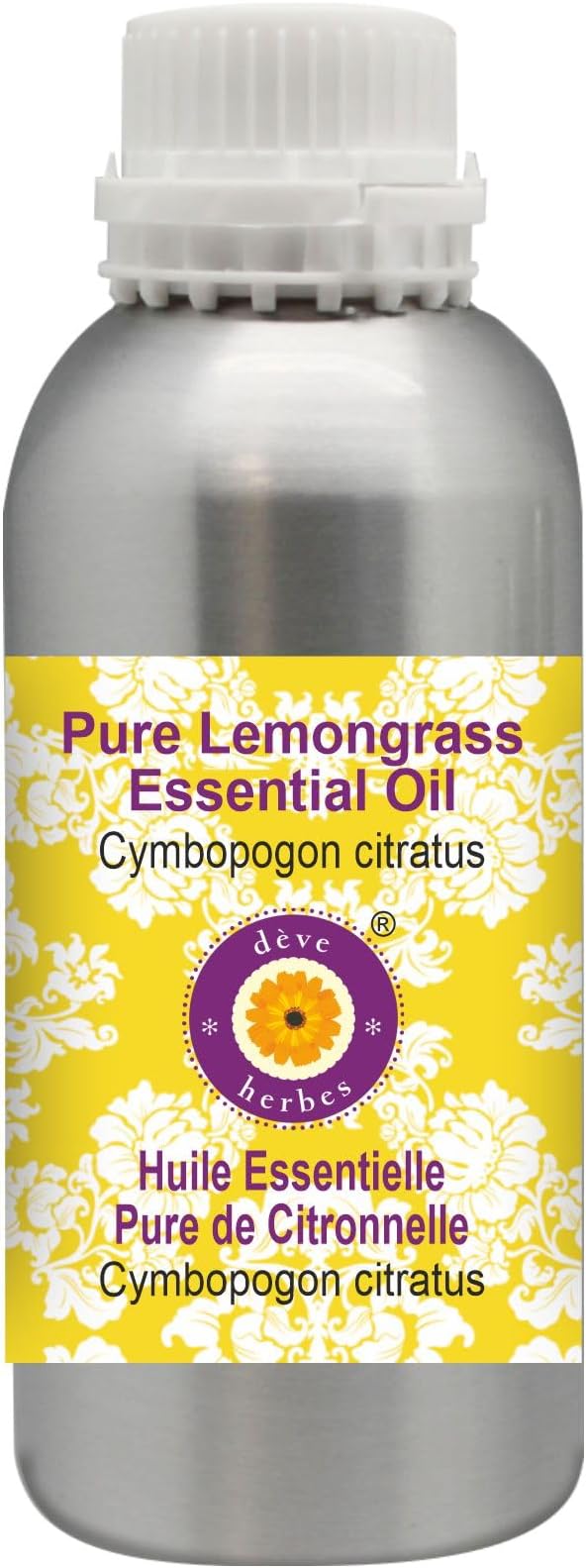 Deve Herbes Pure Lemongrass Essential Oil (Cymbopogon citratus) Steam Distilled 630ml (21 oz)