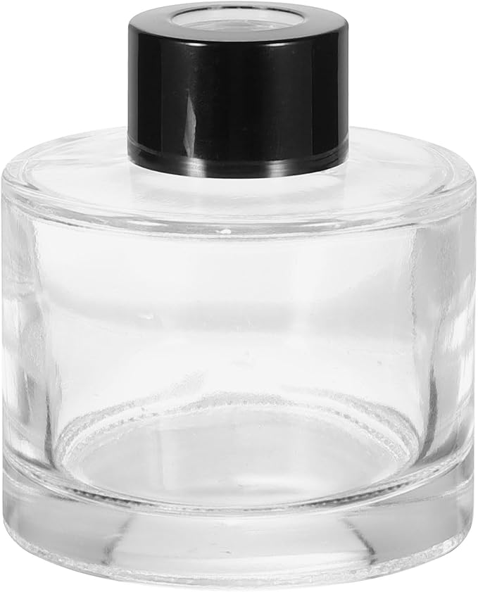 HARFINGTON 100ml/3.4oz Empty Glass Diffuser Bottle 2.8" x 2.6" Refillable Fragrance Accessories Aromatherapy Jar Container for Replacement Reed Diffuser DIY Home Bathroom Transparent