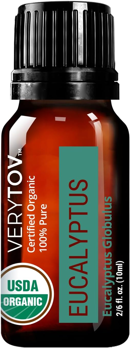 Premium USDA Organic Eucalyptus Essential Oil - 100% Pure Natural Undiluted, for Aromatherapy Diffuser, 10ml