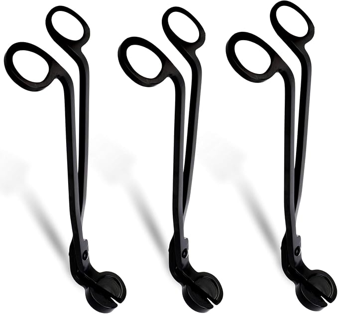 Yopay 3 Pack Candle Wick Trimmer, Stainless Steel Wick Clipper Cutter, Wick Scissor, Reaches Deep Into Candles to Cut Spent Wicks, Matte Black, 7.08 x 2.36 inch