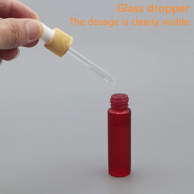 Ellbest 10ml Small Essential Oil Dropper Glass Bottle 10pcs Dropper Bottles with Eye Dropper, Travel Size Refillable Container for Perfume Liquid Sample (Matte Red)