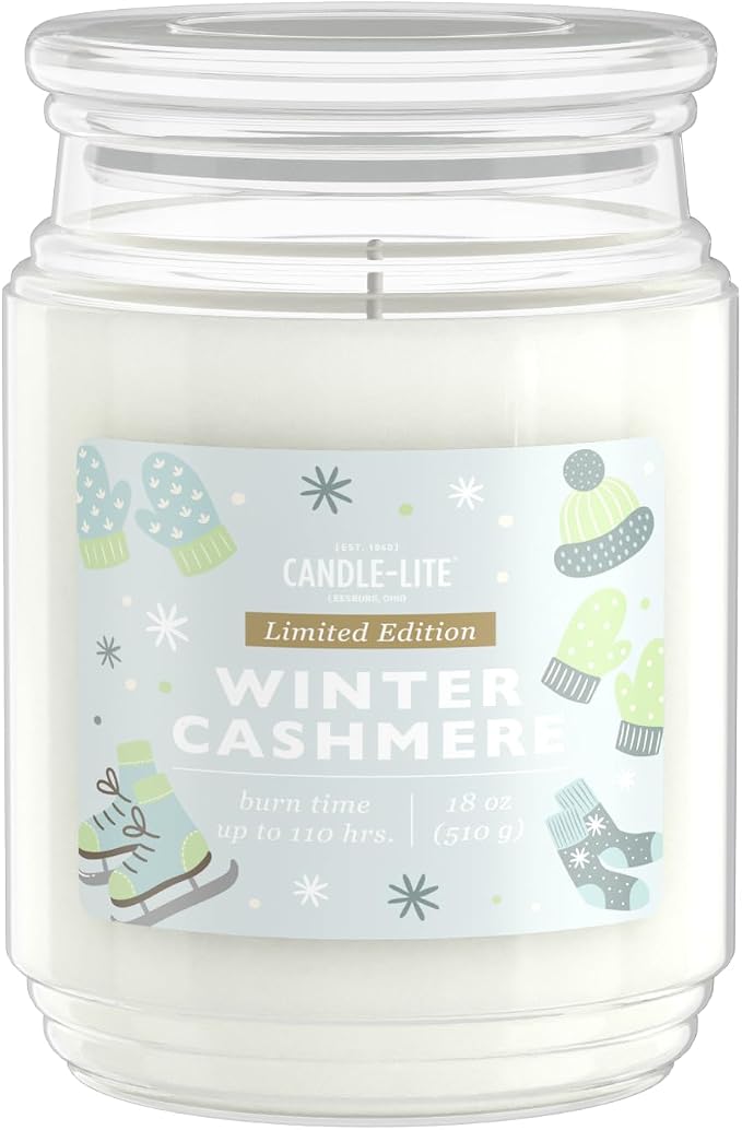 Candle-lite Holiday Scented Candles, Golden Saffron & Bourbon Caramel Blend, 18 oz Single-Wick Jar, Proudly Poured in USA, Christmas Home Decor, 110 Hours of Burn Time, Holiday Gift for Men and Women